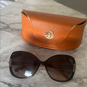 Tory Burch Brown Sunglasses with Bold Orange Case